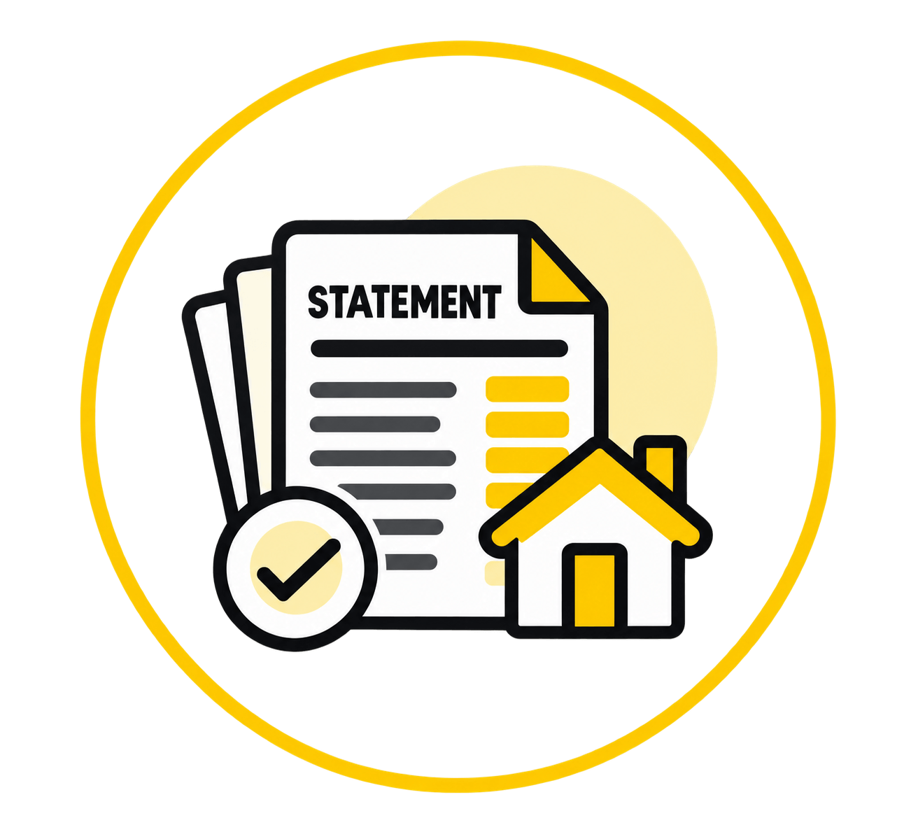 Mortgage statements and home icons symbolize Yellow Brick Road's home loan services and financial guidance.